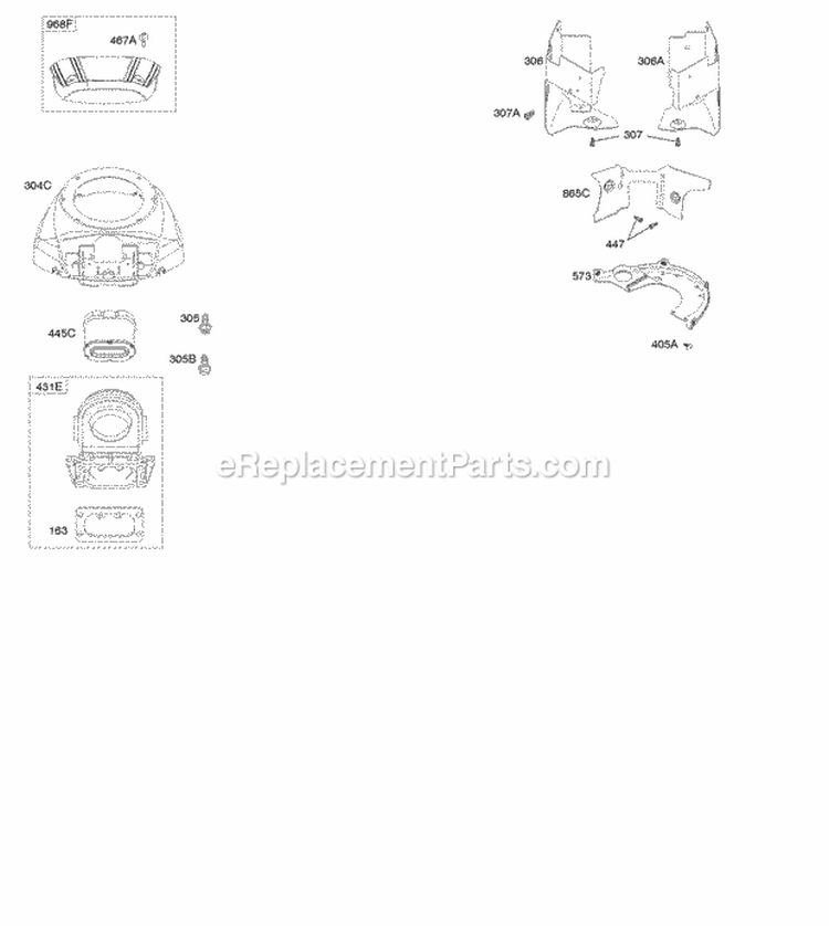 Air Cleaner Blower Housing Diagram and Parts List for 49G575-1110-E1  Briggs and Stratton Engine